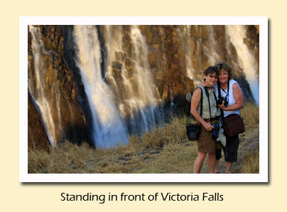 in front of the falls