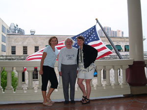 On the balcony of the Driskill Hotel