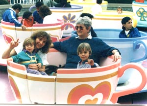 Bev with Toby, Jesse, and Jennifer at Disneyland