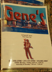 Gene's menu