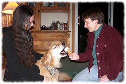 Toby and Jennifer feeding Riley ice cream