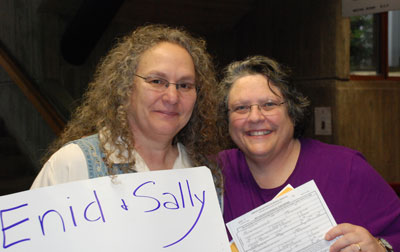 Sally and her partner getting registered as domestic partners, photo by J. Meyer
